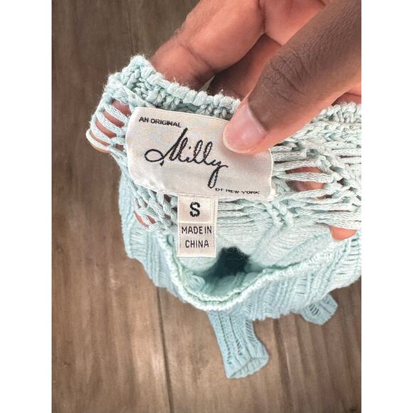 Milly New York Open Knit Sweater Women’s Small Mint Green Italian Yarn - Picture 6 of 7